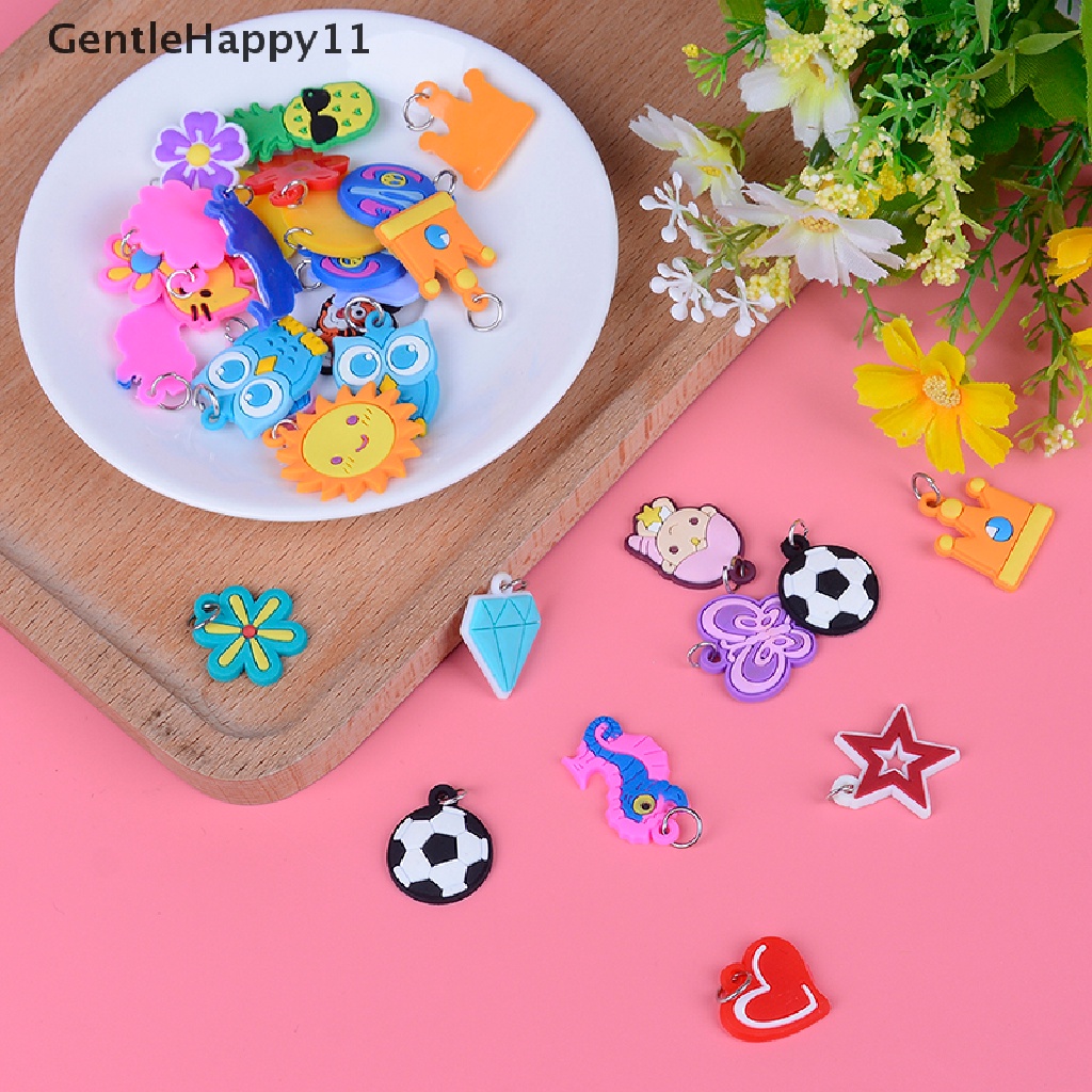 Gentlehappy 30 Pcs diy Kartun Warna-Warni Hewan Bunga Manik-Manik Liontin Membuat Manik-Manik Mainan  Id