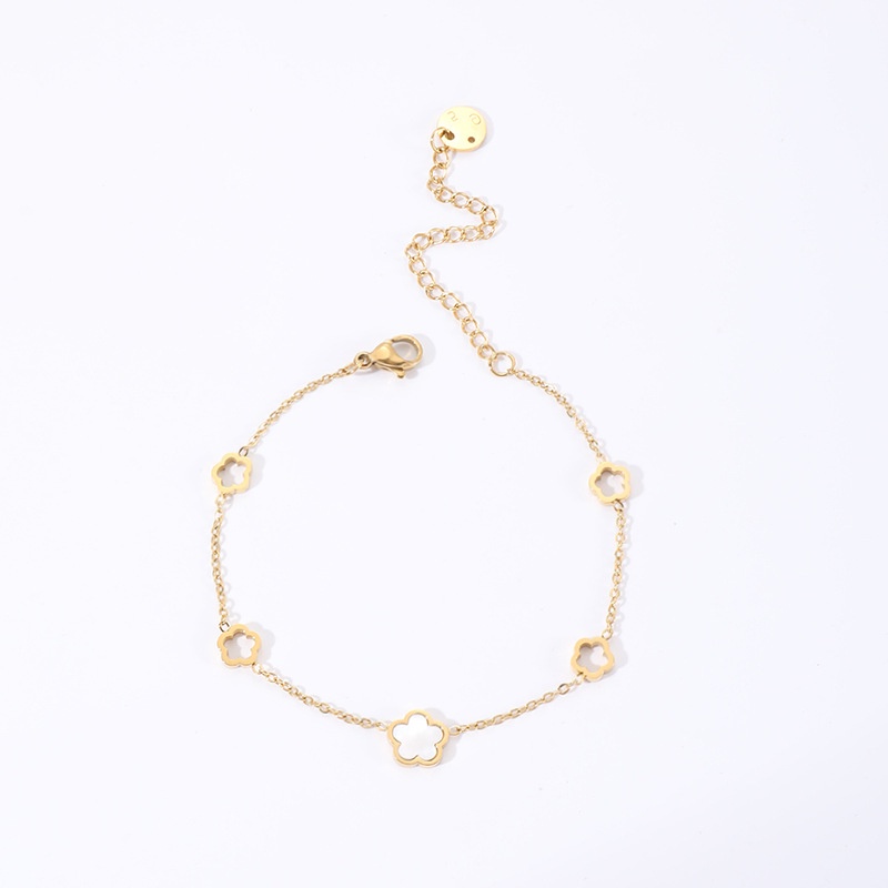 Kalung gelang anting bunga keramik putih titanium