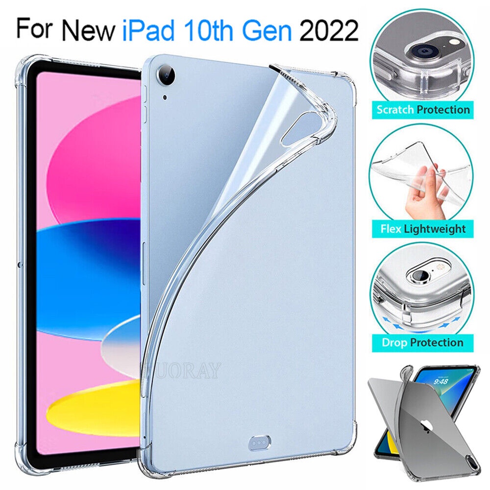 Untuk Apple iPad Generasi 10th 10.9&quot; 2022 9th 8th 7th 10.2 6th 5th 9.7 Air4 Air5 10.9 10.5 mini Shockproof Bening TPU Case Tablet Cover