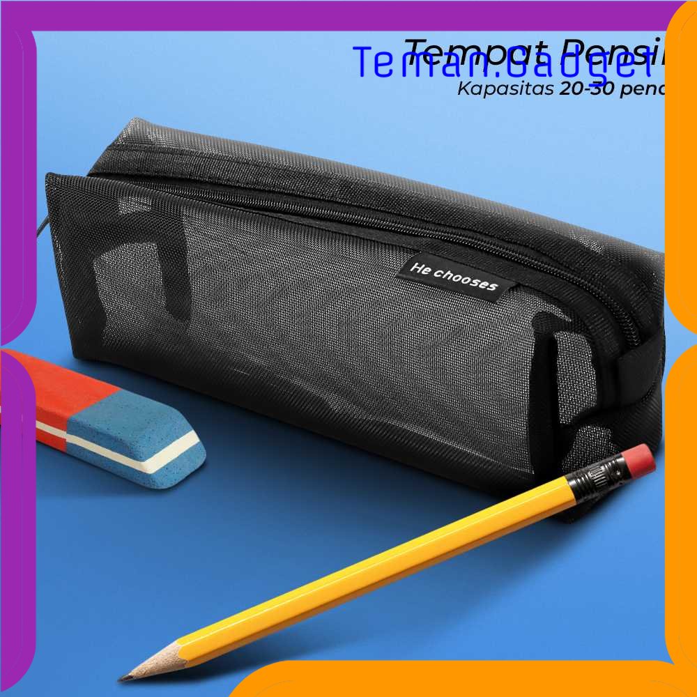 TG - ATK He chooses Tempat Pensil Jaring Simple Stationery Mesh Zipper Bag - 20HEC