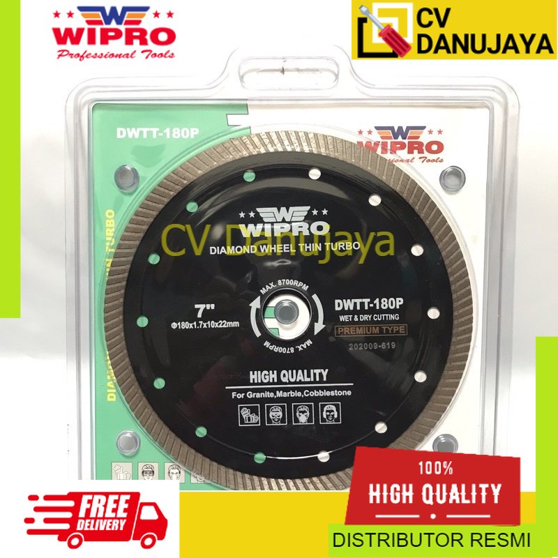DIAMOND WHEEL THIN TURBO 7” inch PEMOTONG KERAMIK wett and dry DWTT-180p WIPRO