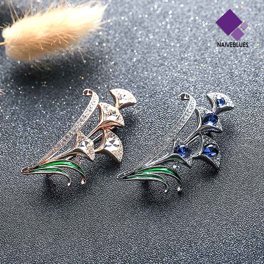 &lt; Naiveblues &gt; Bros Bentuk Bunga Berlian Imitasi Desain Alloy Fashion Brooch Pin Untuk