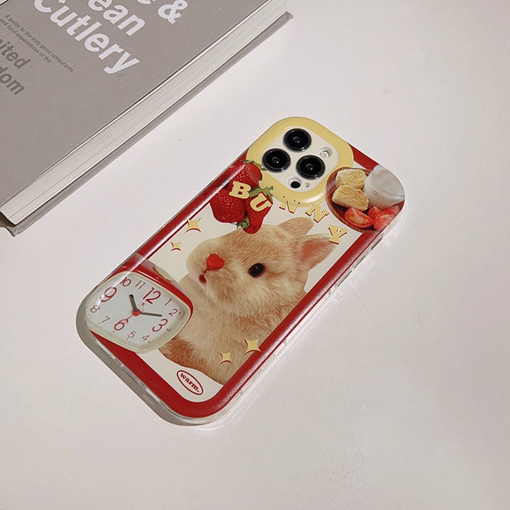 IPHONE Vintage Cute Bunny Kelinci Shockproof Full Protection Phone Case Cover Untuk Iphone11 12 13 14 PLUS PRO MAX