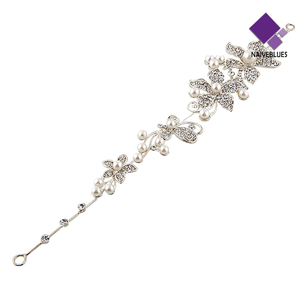 &lt; Naiveblues &gt; Pengantin Pesta Pernikahan Kristal Berlian Imitasi Mutiara Imitasi Headband Hair Band
