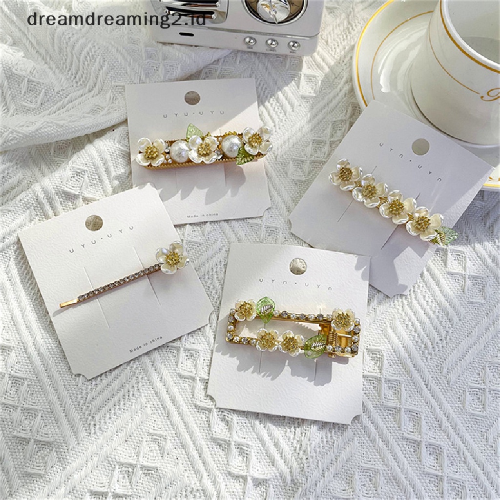 (dream) Gaya Korea Fashion Mutiara Bunga Jepit Rambut Duckbill Clip Side Clip Aksesoris Rambut//