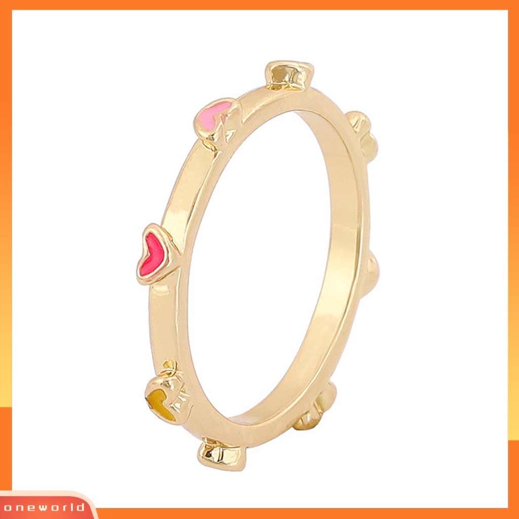 [EONE] Cincin Jari Hati Multicolor Wanita Menetes Cincin Dicat Minyak Hadiah Ulang Tahun