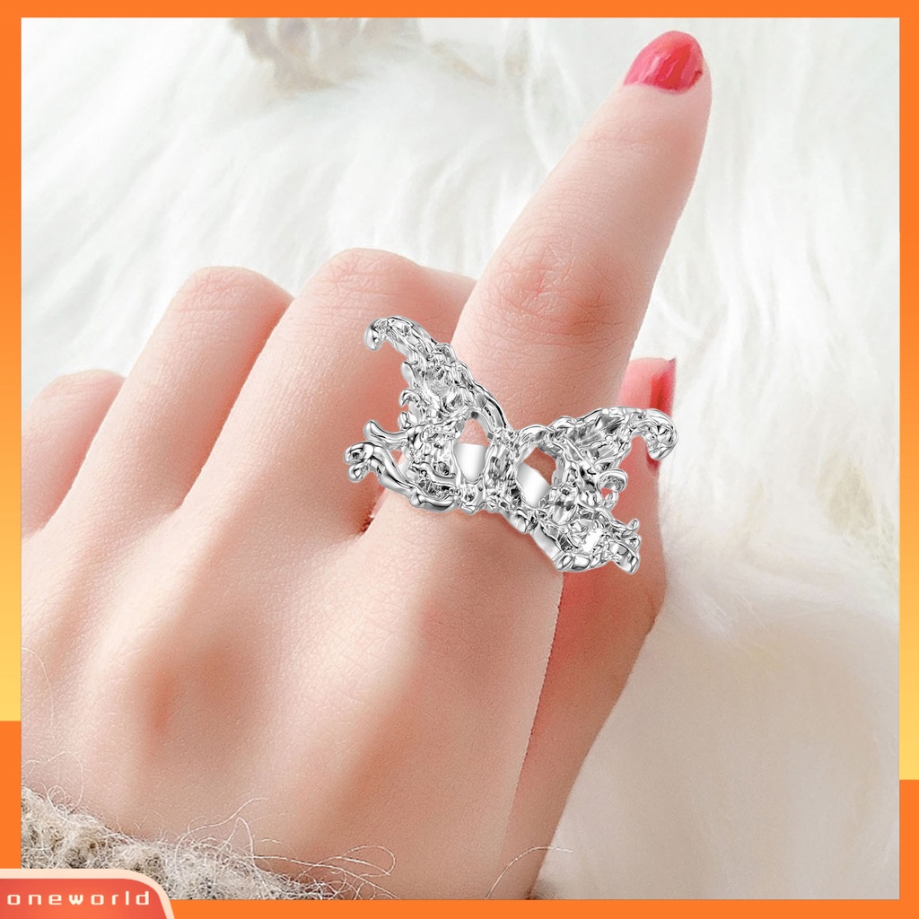 [EONE] Wanita Cincin Adjustable Opening Design Temperamen All-match Anti Luntur Dekorasi Aksesoris Tangan Bersinar Kupu-Kupu Jari Cincin Perhiasan Pesta Untuk Pacaran