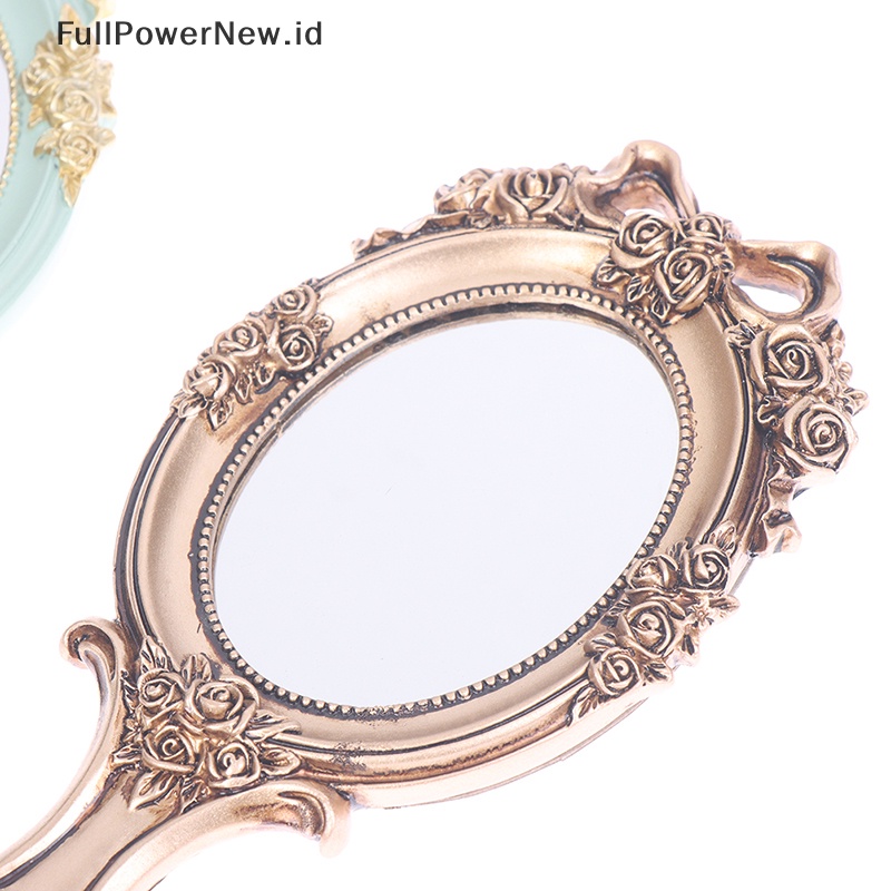 Power Rectangle Hand Hold Cosmetic Makeup Vanity Mirror Cermin Tangan Vintage Kreatif ID