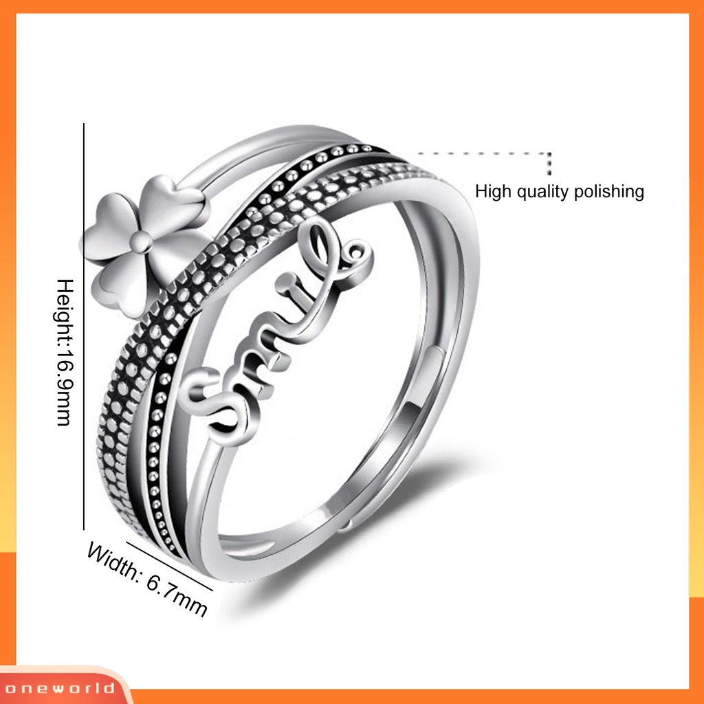 [EONE] Cincin Terbuka Geometris Multi Layer Desain Terbuka Nyaman Dipakai Gaya Salib Dekorasi Sentuhan Kulit Gaya Korea 4daun Semanggi Cincin Perhiasan Fashion