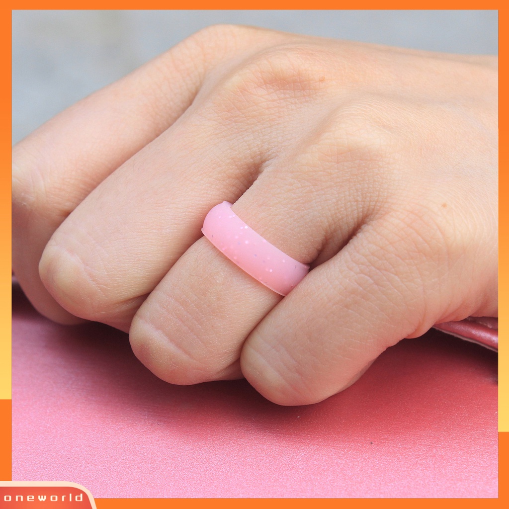 [EONE] 10pcs Cincin Couple Cantik Serbaguna Fleksibel Halus Hias Silikon Flash Powder Women Ring Daily Use