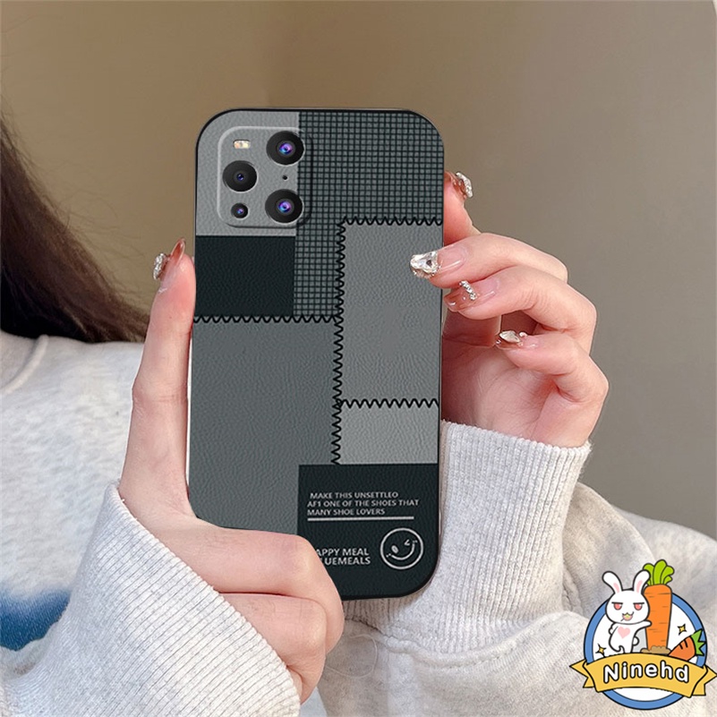 IPHONE Casing Kompatibel Untuk Iphone14 13 12 11 Pro Max X Xr Xs Max8 7 6 6s Plus SE 2020 Simple Kulit Grid Kreatif Silikon Casing Ponsel Pelindung Lensa Shockproof Anti Cover Pelindung