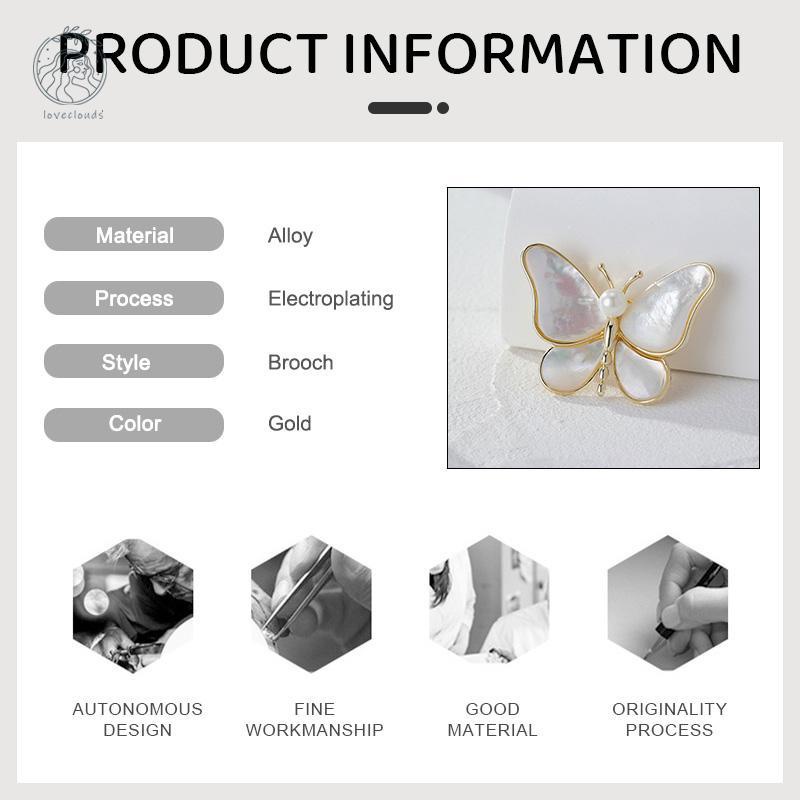Bros kupu-kupu mutiara untuk wanita Temperamen fashion kelas atas Aksesori setelan L