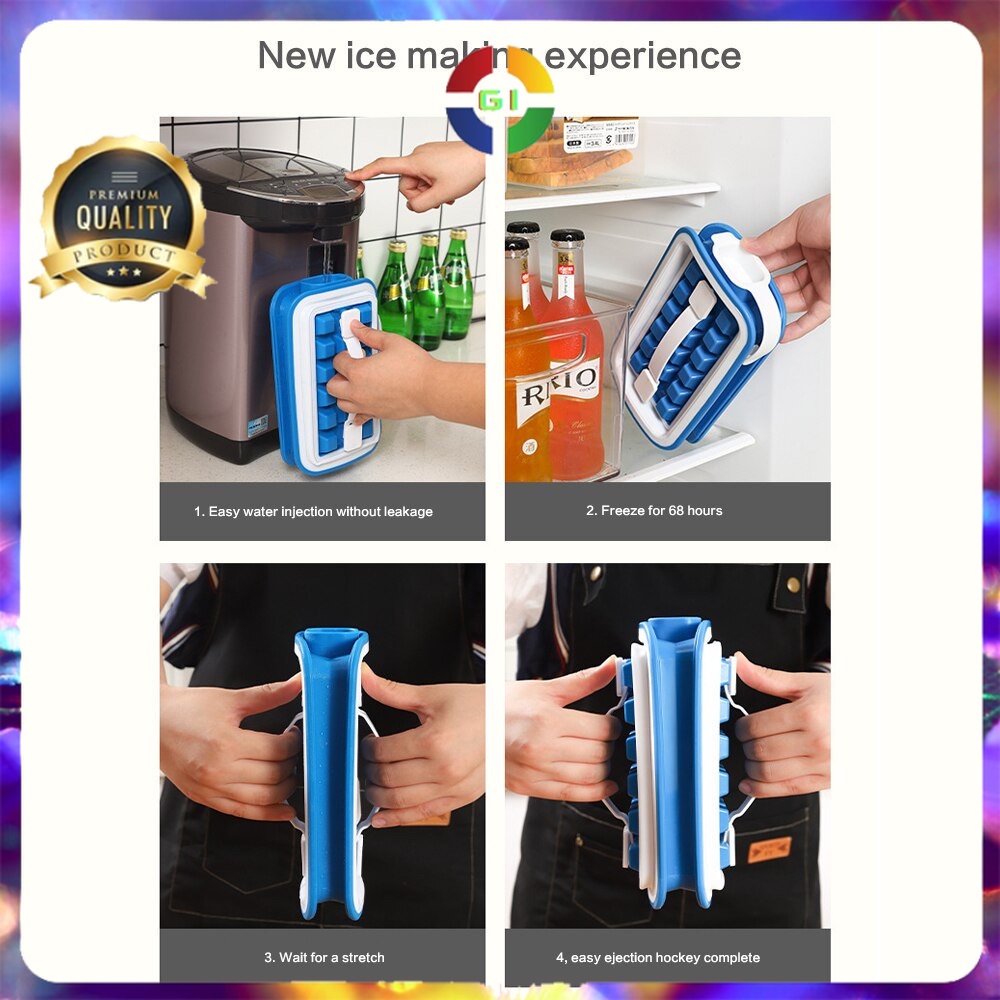 Cetakan Es Batu Ice Cube Maker Tray Storage Blue