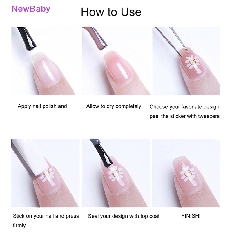 Newbaby 1lembar 5D Gradien Stiker Kuku Kupu-Kupu Adheisve Nail Art Stickers ID