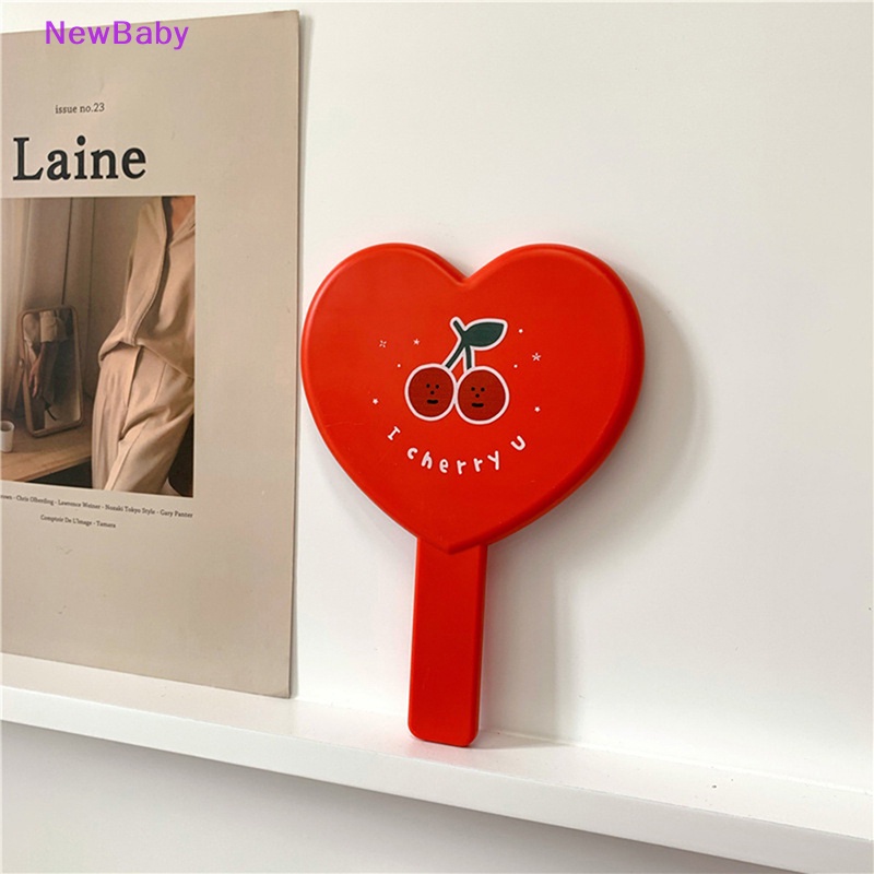Newbaby Ins Cherry Love Mirror Portable Cermin Rias Gadis Cermin Hati Travel Makeup ID