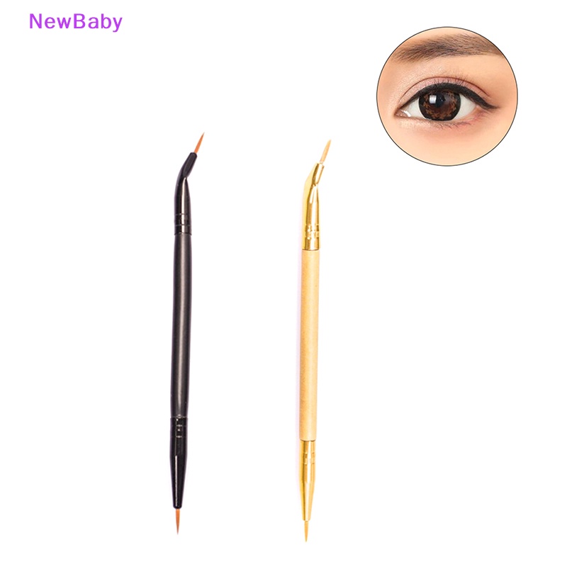 Newbaby 1PC Sikat Eyeliner Bengkok Ujung Ganda Gagang Detail Mata Brush Makeup ID