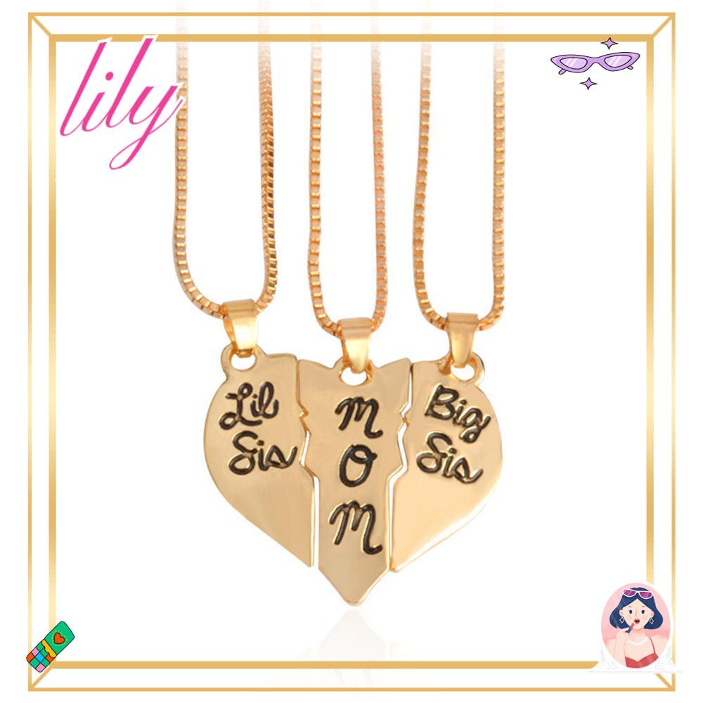 Lily 3Pcs Liontin Cinta Hati Hadiah Keluarga Ulang Tahun Spesial Baru