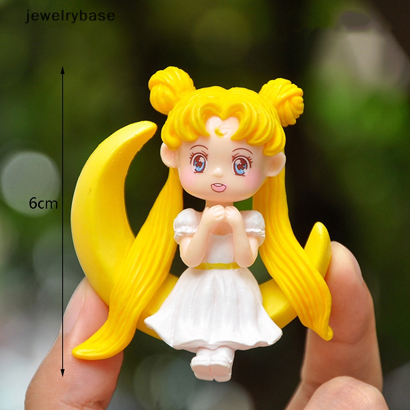 [jewelrybase] 4pcs/set Anime Lucu Sailor Moon Cat Miniatur Dekorasi Kue Figurine PVC DIY Craft Boutique