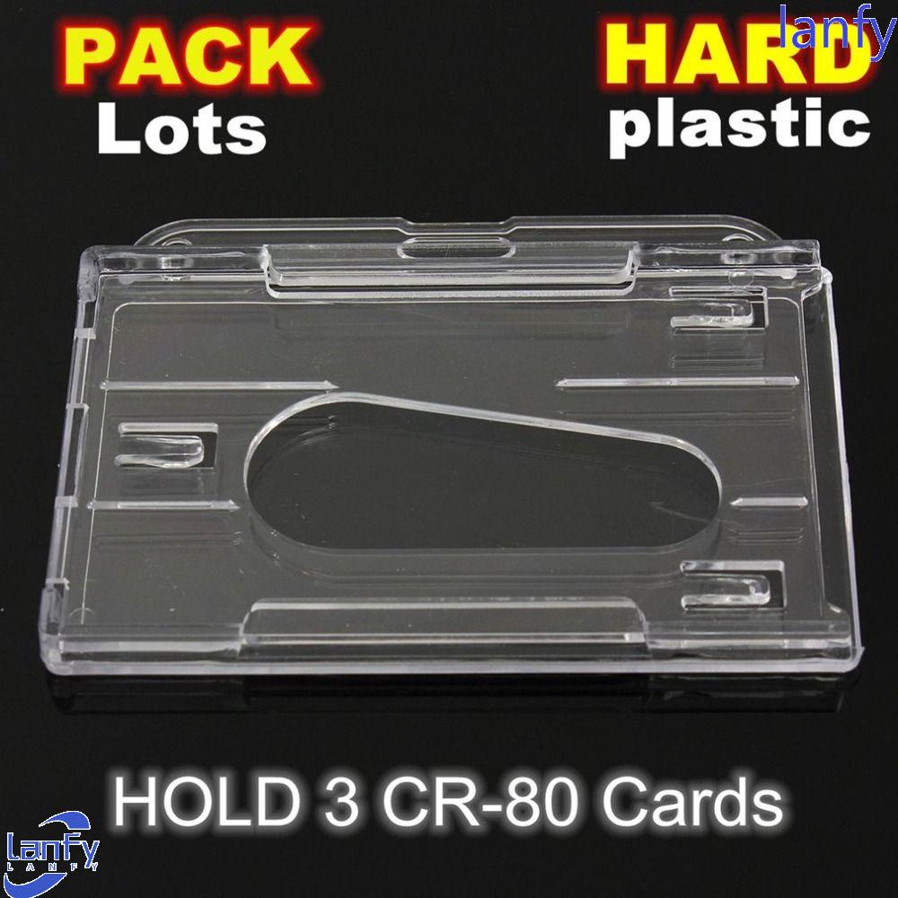 Lanfy Card Holder 10Pcs Case Bening Lencana Pass Plastik Transparan Ringan