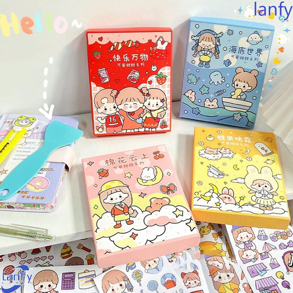 Lanfy Kartun Stiker Set DIY Tahan Air Stiker Hias Hadiah Siswa Foto Jurnal Stiker Scrapbooking Deacls