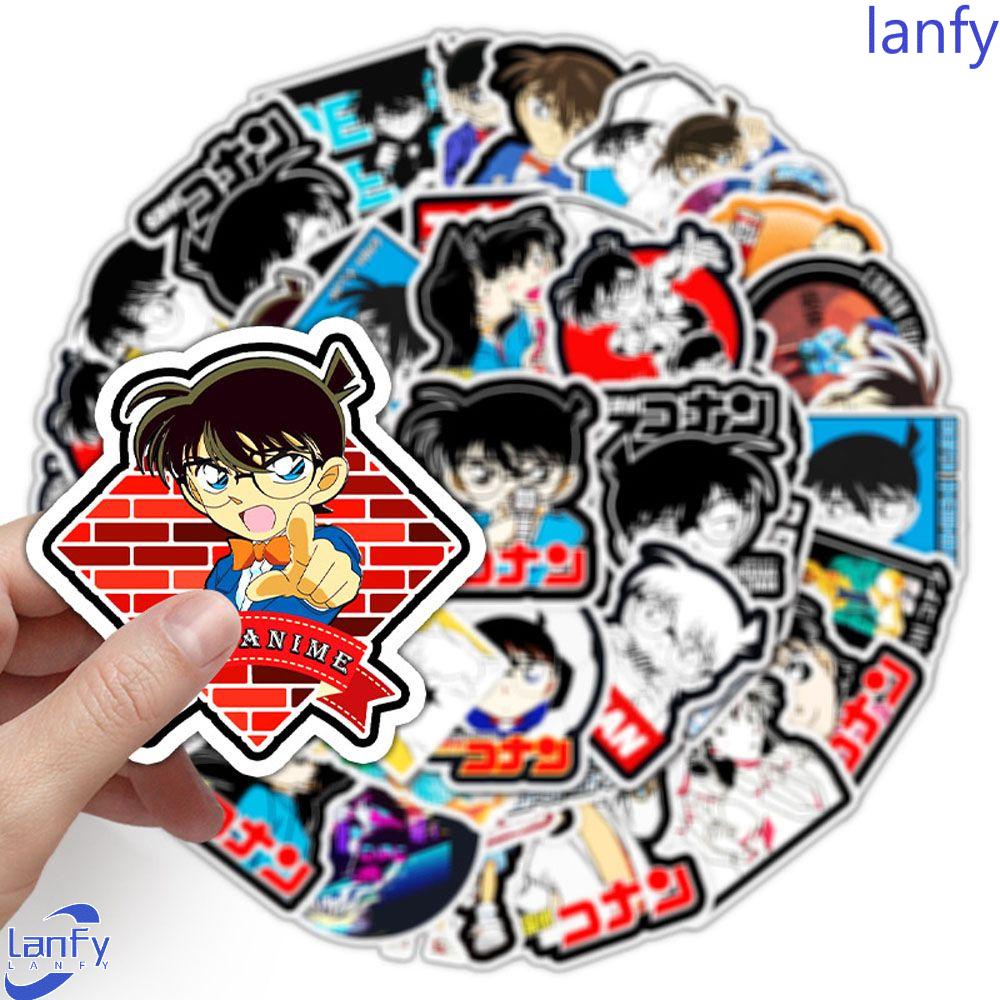 Lanfy Detektif Conan Stiker 50 Pcs Label Dekorasi Gitar Klasik Anime Laptop Motor Bagasi Skateboard Animel Stickers