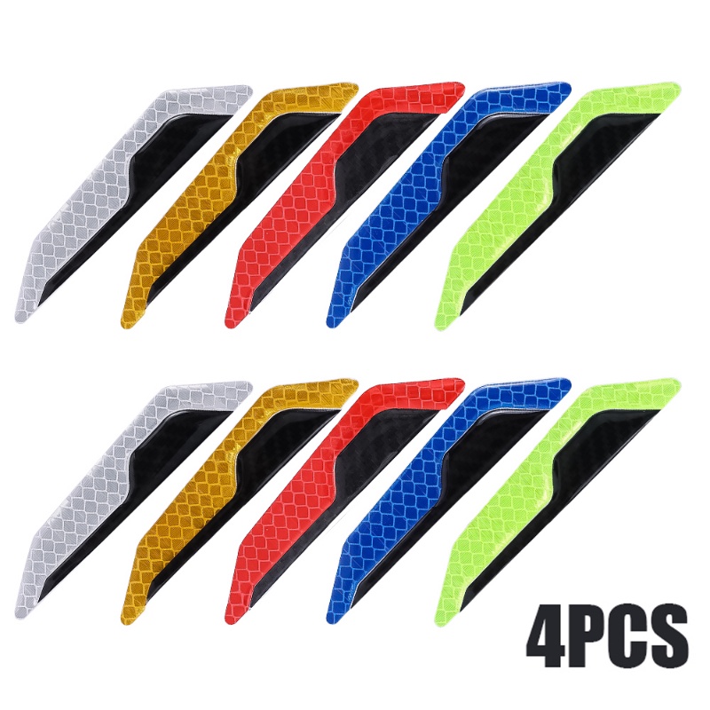 4pcs Strip Anti-Tabrakan Pintu Mobil/Perekat Diri Cars Body Stiker Reflektif Peringatan Dekoratif Anti Gores Stiker Aksesoris Mobil