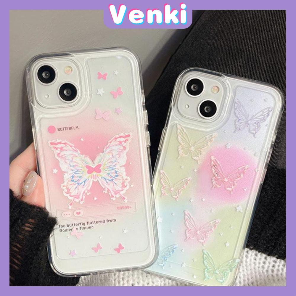 VENKI - For iPhone 14 Pro Max iPhone Case Soft TPU Big Hole Case Simple Wind Butterfly Compatible with iPhone 13 Pro max 12 Pro Max 11 xr xs max 7Plus 8Plus