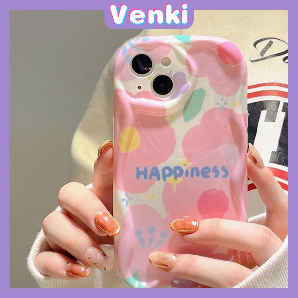 VENKI - For iPhone 11 iPhone Case 3D Curved Edge Wave Clear Case TPU Airbag Shockproof Camera Cover Cute Flowers Compatible For iPhone 14 13 Pro max 12 Pro Max 11 xr xs max 7 Plus