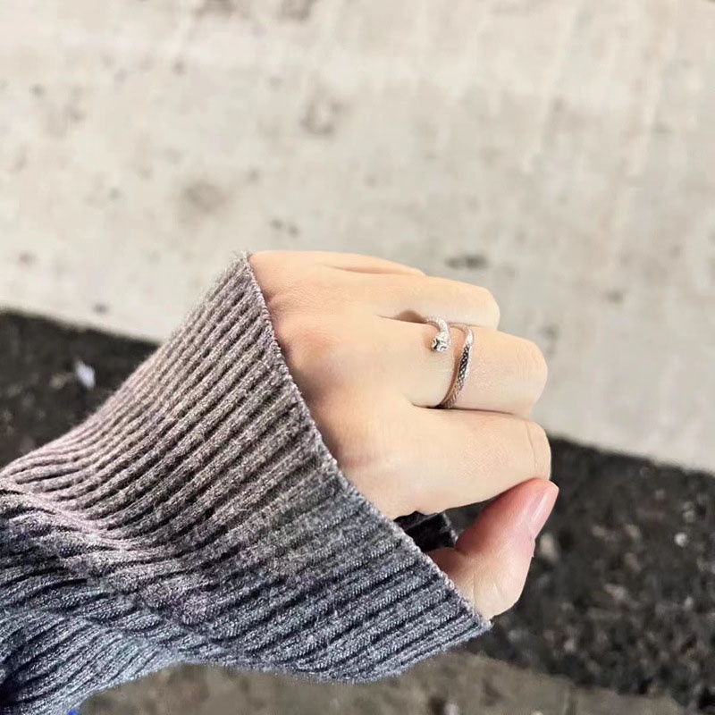 Cincin Pembukaan Geometris Ular Berlian Imitasi Bahan Alloy Fashion Untuk Wanita