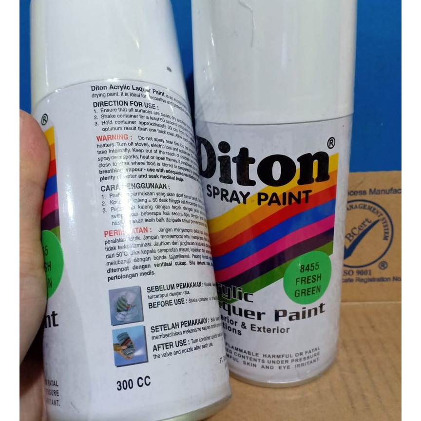 SOLID COLOURS DITON Spray Paint Acrylic Lacquer Paint Pilox Pilok Cat Semprot - 8455 FRESH GREEN / HIJAU MUDA (300cc / 300ml)