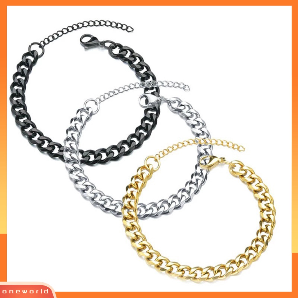 [EONE] Unisex Link Gelang Hip Hop Perhiasan Indah Penampilan Fashion Halus Rantai Kuba Untuk Pakaian Sehari-Hari