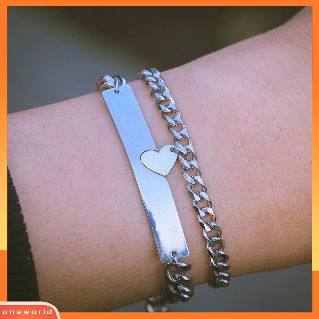 [EONE] 1pasang Fashion Gelang Semua Pertandingan Vintage Minimalis Trendi Kokoh Harian Memakai Paduan Bentuk Cinta Gelang Pasangan Hadiah Ulang Tahun