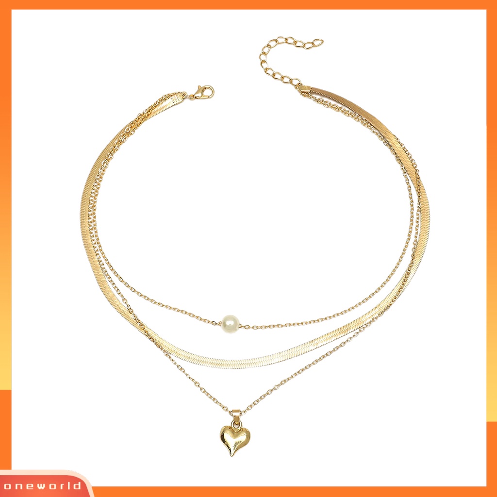 [EONE] Wanita Kalung Tiga Lapis Elegan Kilau Terang Dapat Disesuaikan Semua Pertandingan Dekorasi Aksesori Cinta Mutiara Imitasi Wanita Liontin Kalung Untuk Pakaian Sehari-Hari