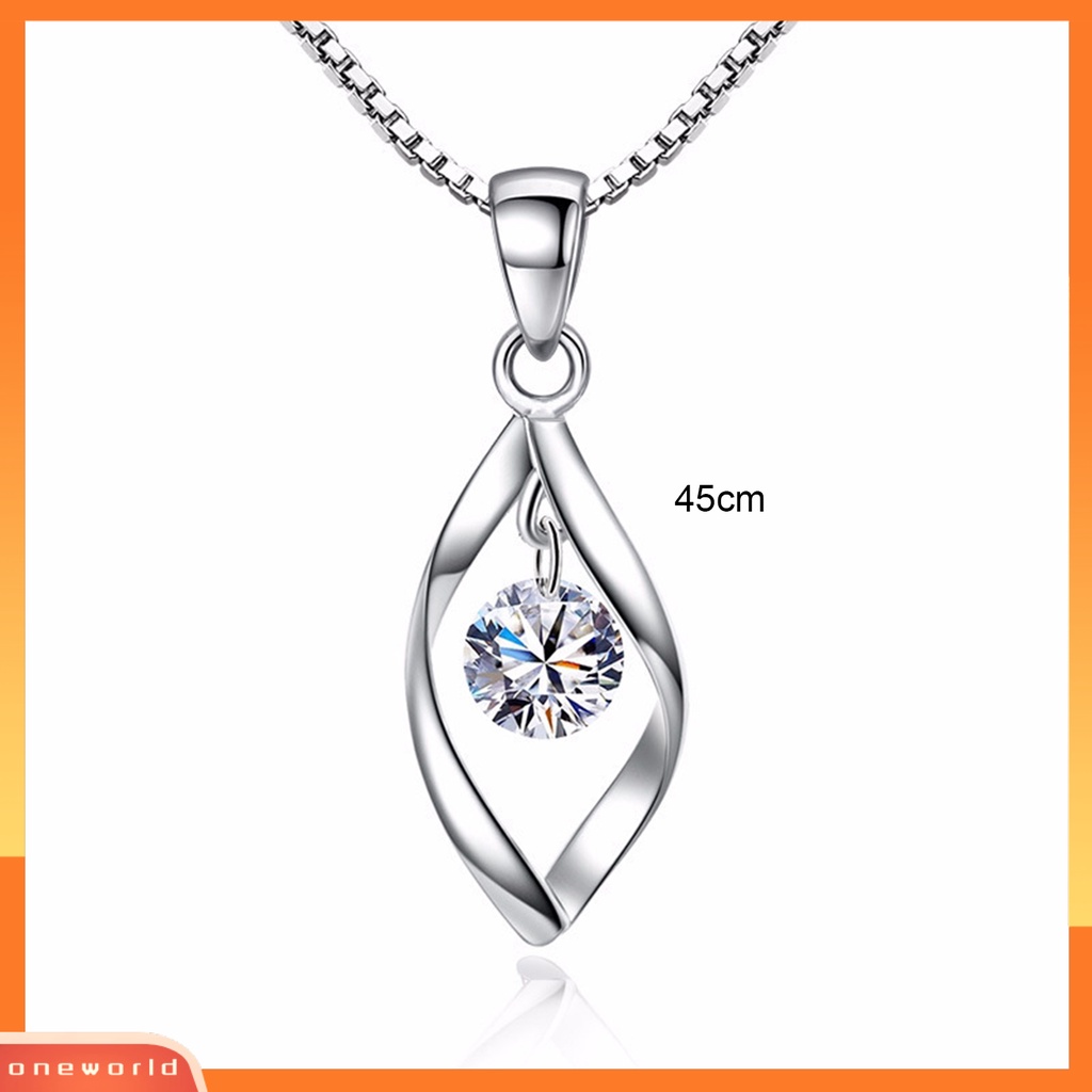 [EONE] Set Perhiasan Wanita Sederhana Geometris Berongga Keluar Twist Bentuk Kilau Terang Hias Hadiah Cubic Zirconia Pendant Kalung Anting Panjang Set Perhiasan Gadis Aksesori Fashion
