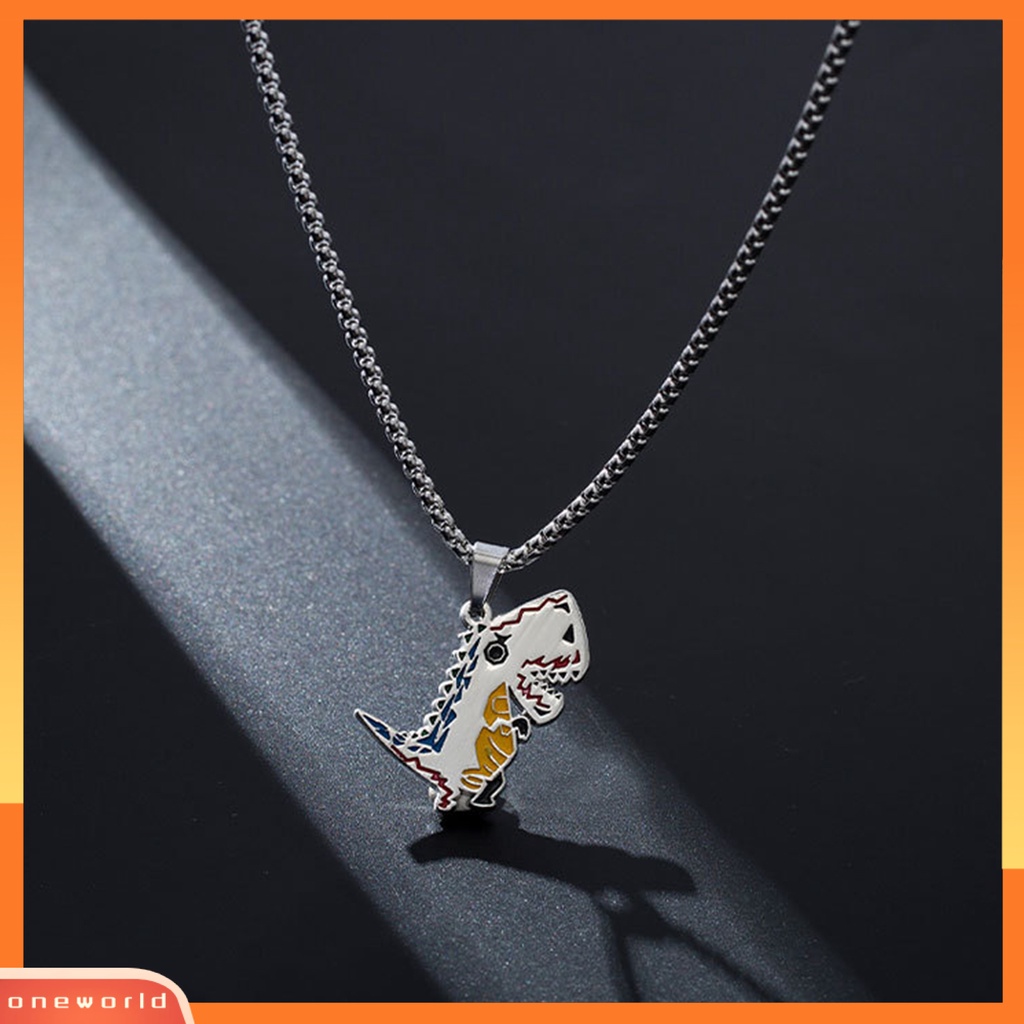 [EONE] Sweater Kalung Geometris Hewan Liontin Electroplating Anti-Karat Leher Ornamen Tahan Luntur Punk Lucu Dinosaurus Rantai Kalung Perhiasan Aksesori