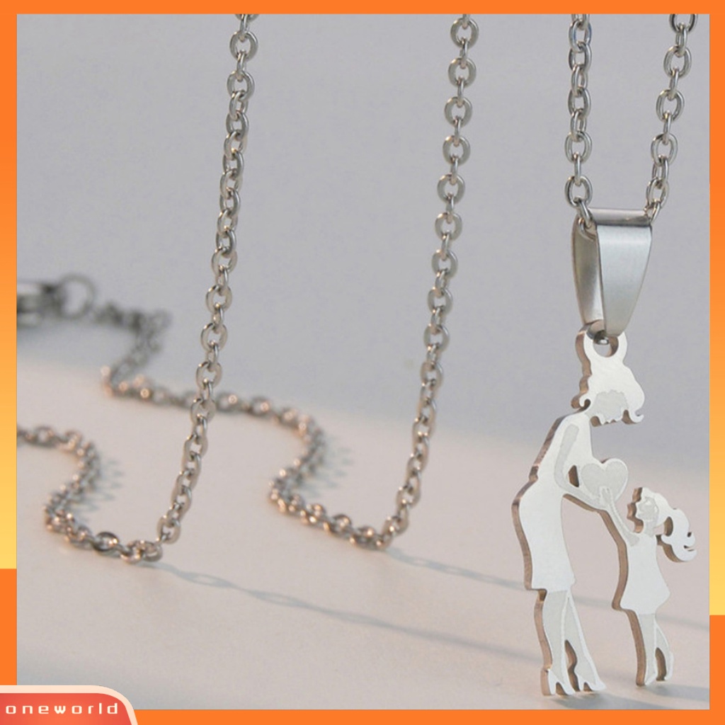 [EONE] Wanita Kalung Emas Adjustable Slim Hadiah Hari Ibu Stainless Steel Ibu Putri Cinta Hati Liontin Kalung Perlengkapan Festival