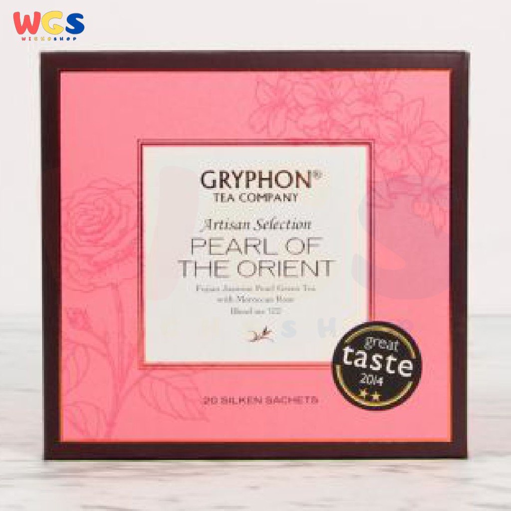 Gryphon Tea Bag Pearl of The Orient Fujian Jasmine Green Tea &amp; Morrocon Rose 20 Sachets / Box