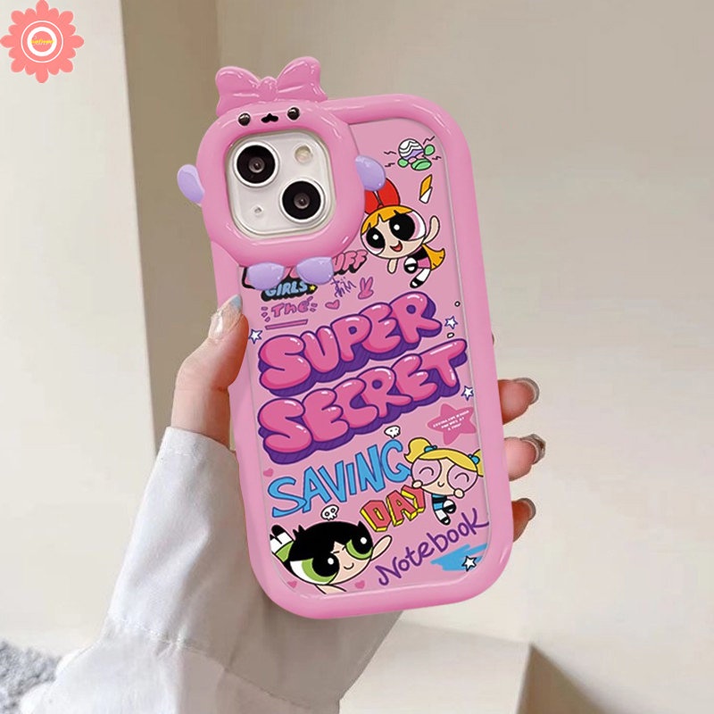 Casing Realme C31 C1 C33 C25Y C25s 5 8 9i 9Pro+9c15 C35 C12 C25 C30 C3 C21 C20 C21Y 7i 7 5s 8Pro 5i 6i C17 Lembut Lucu Ikatan Simpul 3D Lensa Monster Kecil Kartun The Super Girls Sarung