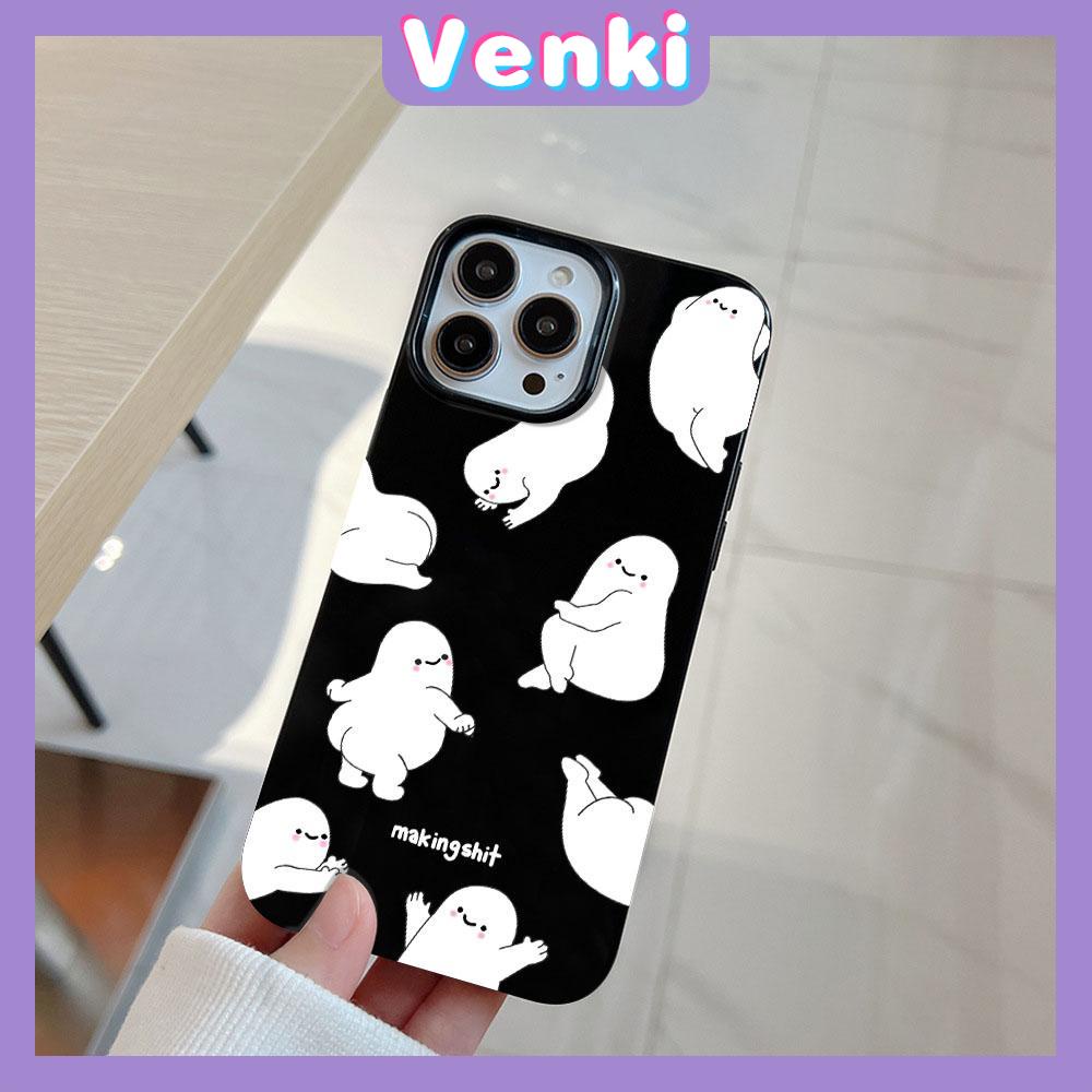 VENKI - For iPhone 11 iPhone Case Black Glossy TPU Soft Case Shockproof Protection Camera Abstract Cartoon Compatible with iPhone 14 13 Pro max 12 Pro Max xr xs max 7Plus 8Plus