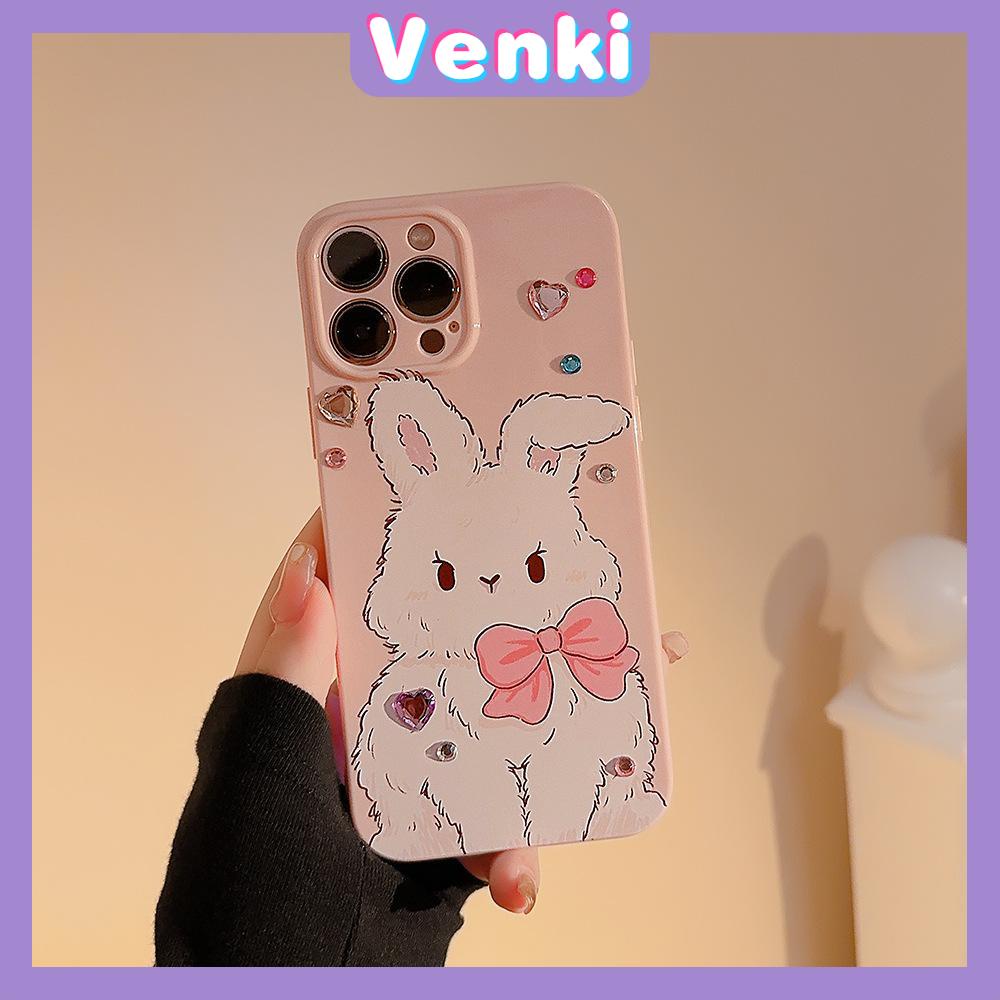 VENKI - For iPhone 11 iPhone Case Cream Glossy Soft Case TPU Shockproof Camera Cover Protection Cute Bunny Compatible with iPhone 14 13 Pro max 12 Pro Max xr xs max 7Plus 8Plus