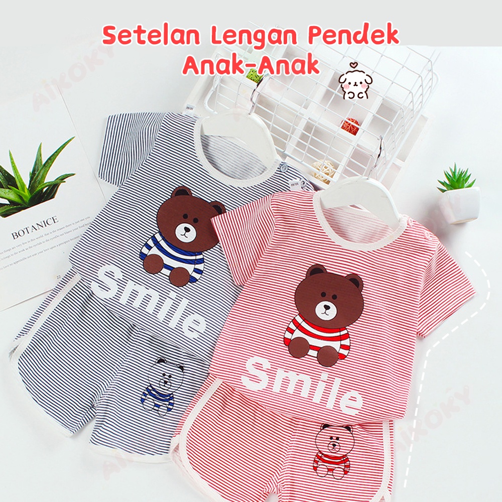 Aikoky 0-2 Tahun Setelan Pendek Anak Bayi / Baju Bayi  / Kaos Bayi Motif