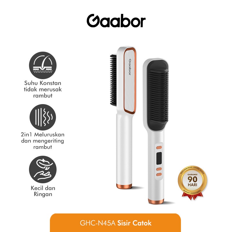 Gaabor Catok Sisir Hair Straightener Curler 2 in 1 Pelurus Pengeriting Rambut Serbaguna /GHC-N45A