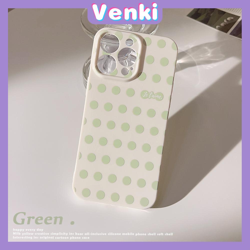 VENKI - For iPhone 11 iPhone Case White Glossy Film TPU Soft Shell Shockproof Phase Case Protection Green Polka Dot Compatible with iPhone 14 13 Pro max 12 Pro Max xr xs max 78Plus