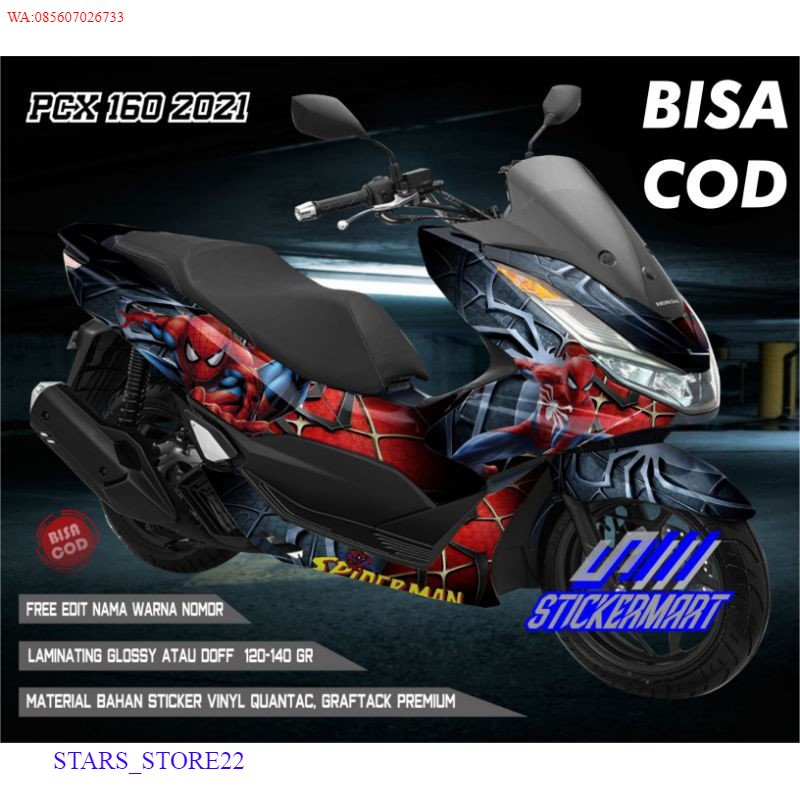 PREMIUM Decal Sticker PCX 160 4 valve motif Spiderman Grafis variasi Sticker motor Full Body