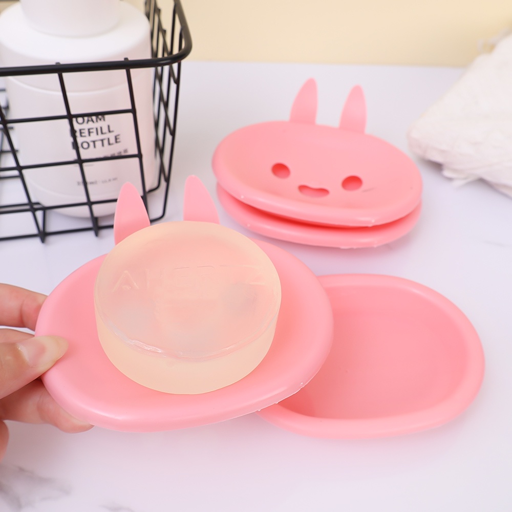 Kreatif Kartun Lucu Bunny Double Layer Detachable Soap Box Rack/Rak Sabun Desktop Kamar Mandi/Drain Soap Dish/Tempat Penyimpanan Sabun/Bathroom Tray Organizer Accessories