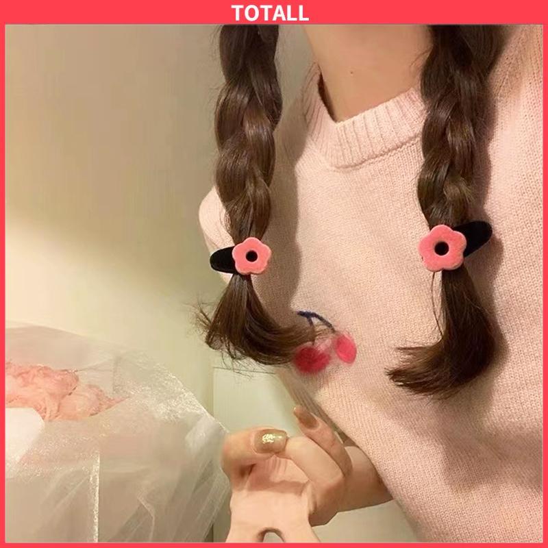 COD Jepit Rambut Wanita Korea Retro Velvet Flower Hair Clip Women High-end Bangs Side Clip Head Ornament-Totall