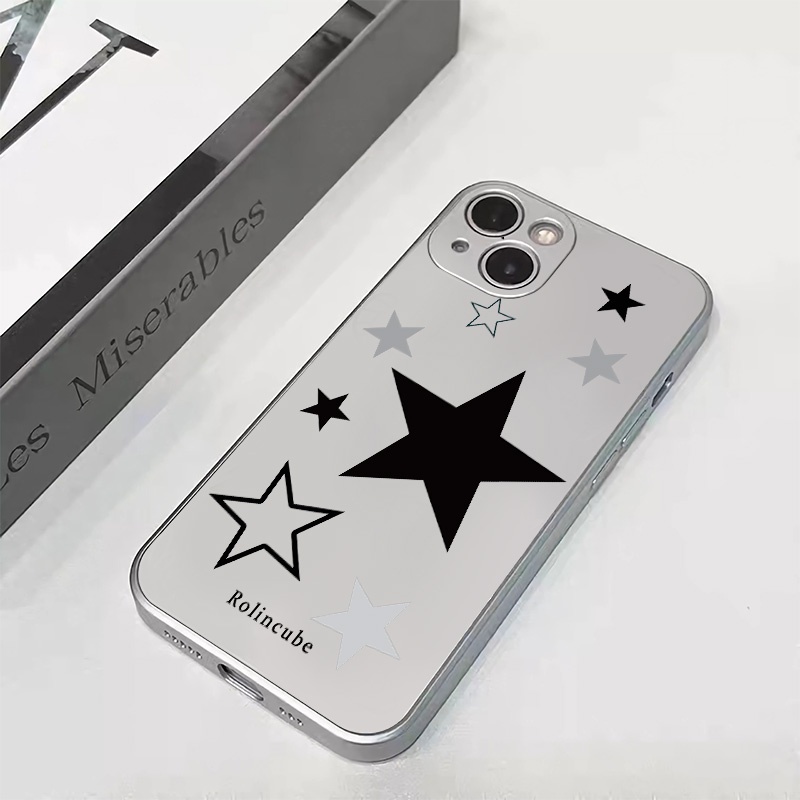 IPHONE Soft Electroplate Phone Case Kompatibel Untuk Iphone11 14 13 12 Pro XS Max XR X8+76S Plus Bintang Mini Casing TPU Silikon Shockproof Cover