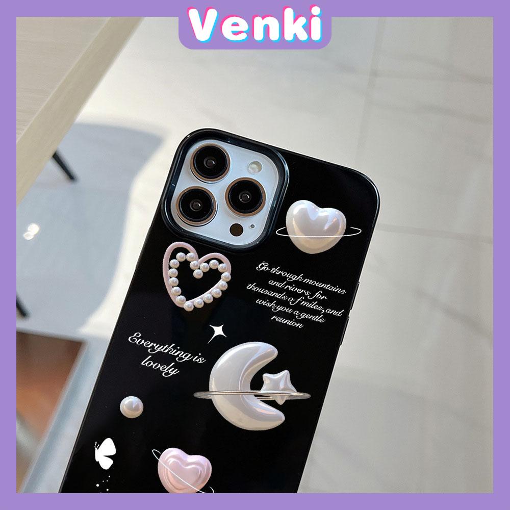 VENKI - For iPhone 11 iPhone Case Black Glossy TPU Soft Case Shockproof Protection Camera Love Star Moon Compatible with iPhone 14 13 Pro max 12 Pro Max xr xs max 7Plus 8Plus