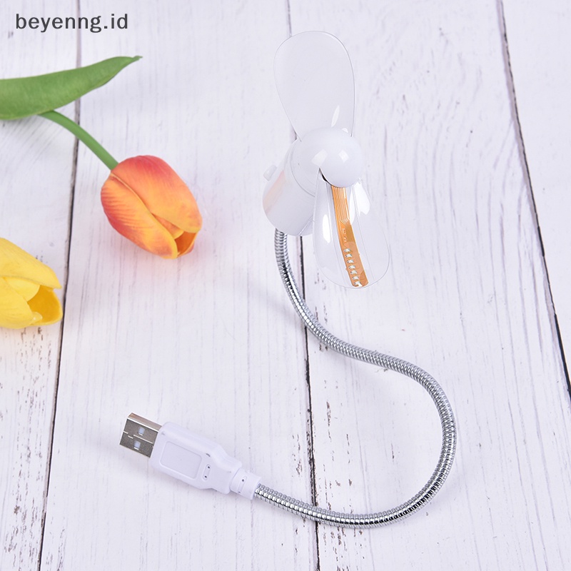 Beyen Pajangan Tangan Kipas USB Mini Gadget Portable Jam LED Fleksibel Keren Untuk Laptop PC ID