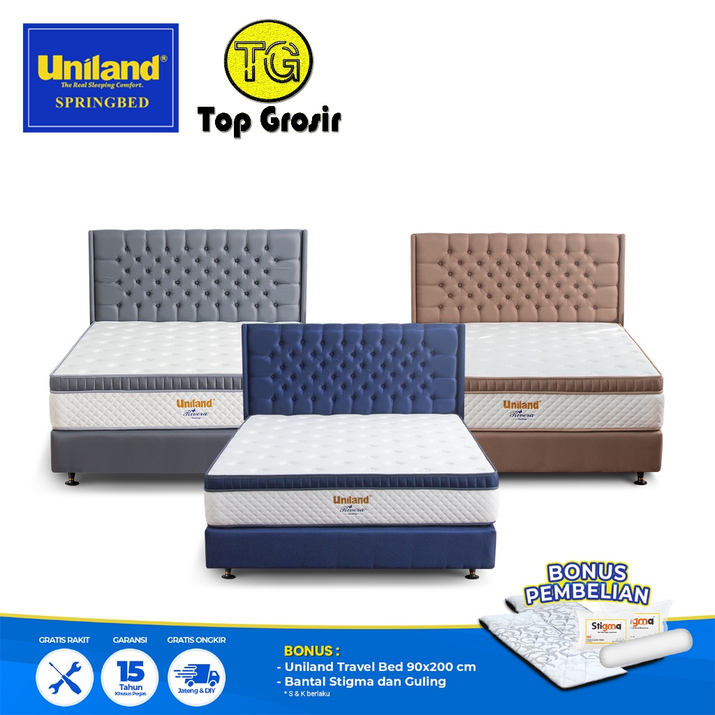 Uniland Springbed Rivera Plushtop Manila - Kasur Springbed Fullset UNILAND PURBALINGGA